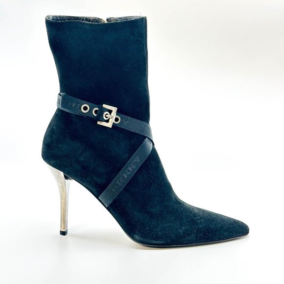 Burberry -Authentic-Black Heeled Boots with Silver Buckle - Picture 1 of 13